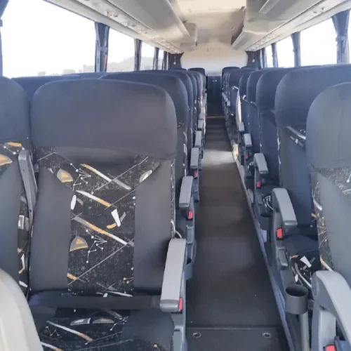 Seats and the centre aisle inside the Irizar