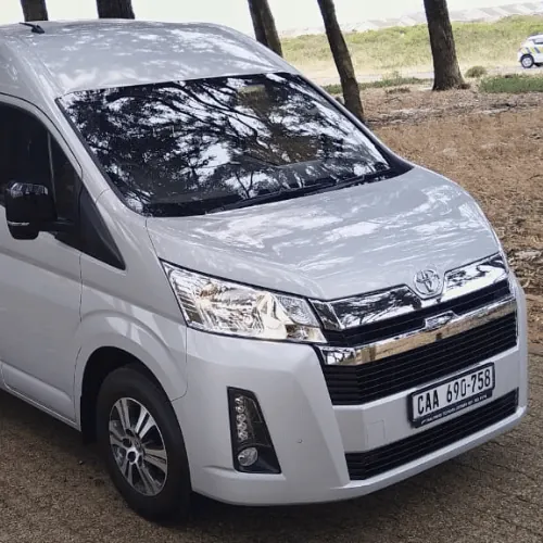 The front of the silver Toyota Quantum